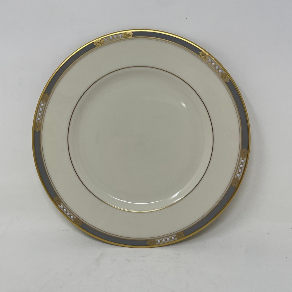 Lenox McKinley Salad Plate Presidential Collection Gold Rim Grey Border 8.25 in